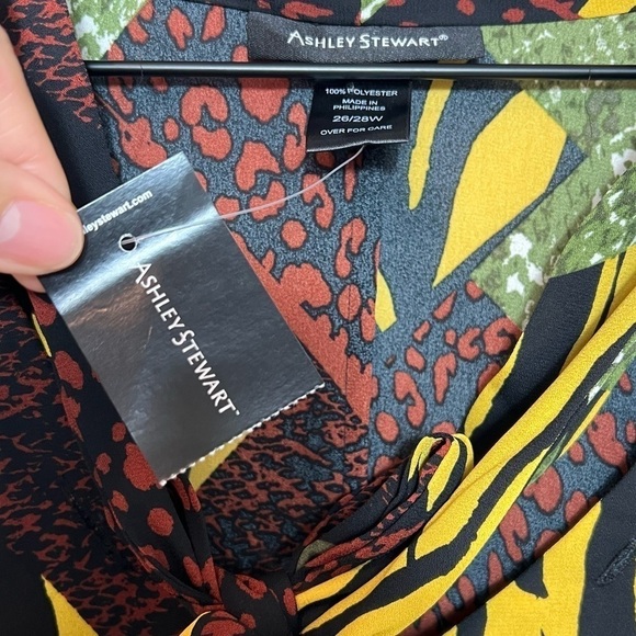 ASHLEY STEWART WOMEN PLUS SIZE MULTICOLOR PRINT LONG SLEEVE BLOUSE 26 28W NEW - Picture 4 of 6
